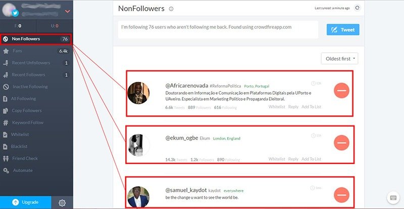 Crowdfire Twitter Instagram Unfollow