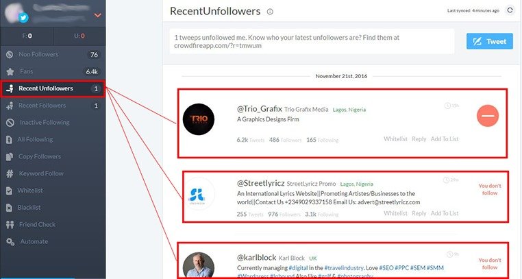 Crowdfire Twitter Instagram Unfollow