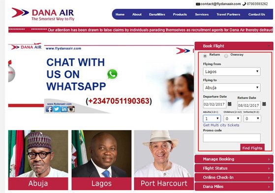 Dana air online booking