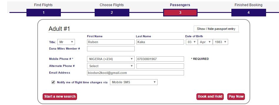 Dana air online booking