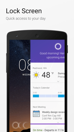 cortana on android lock screen