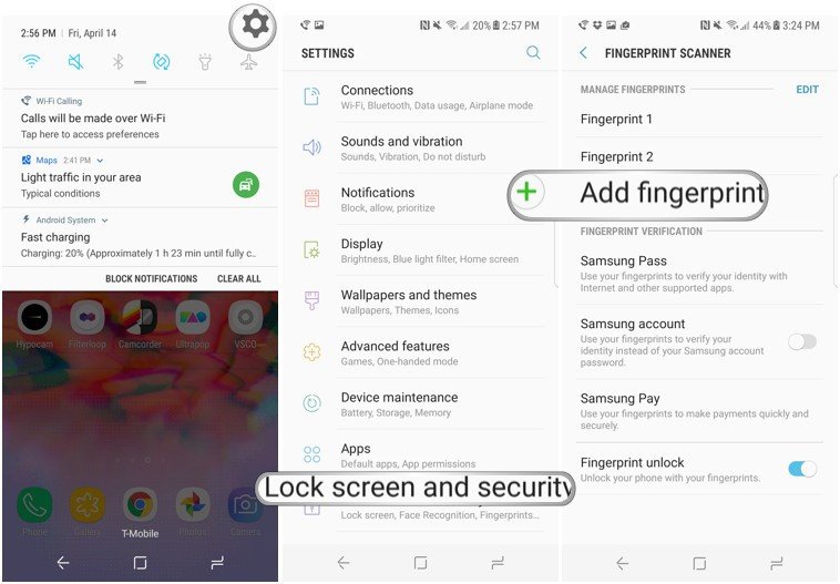 set up fingerprint sensor on Galaxy S8