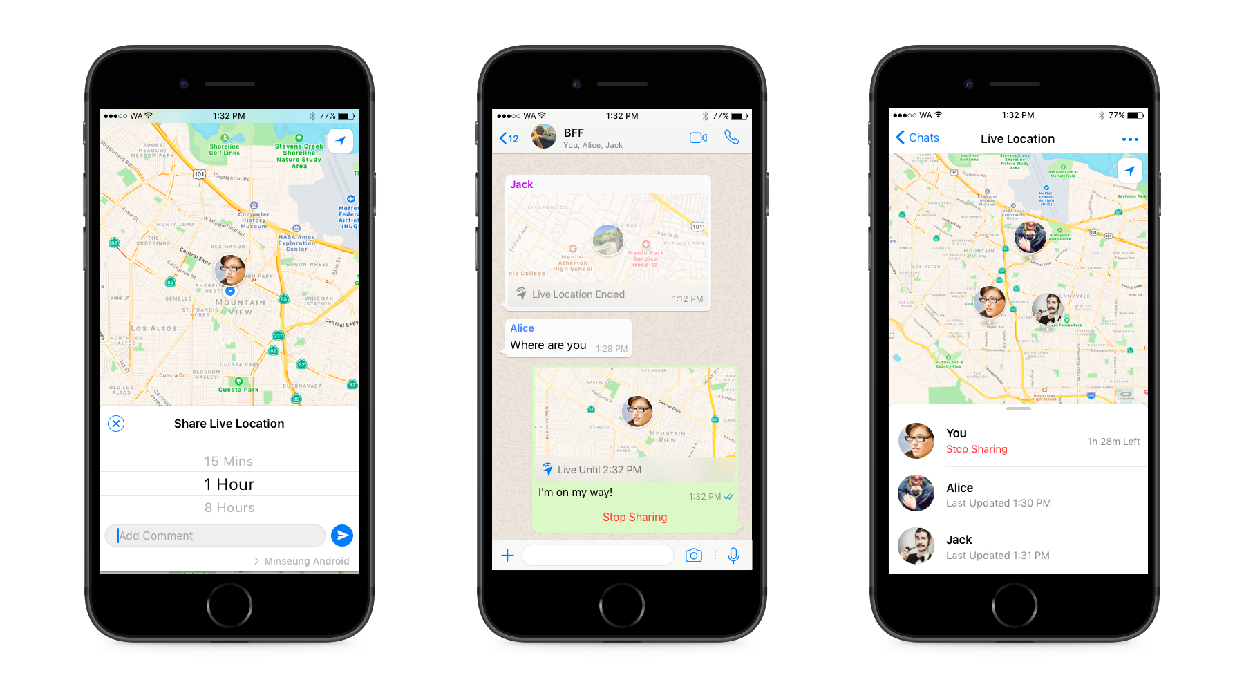 how to share live location on whatsApp