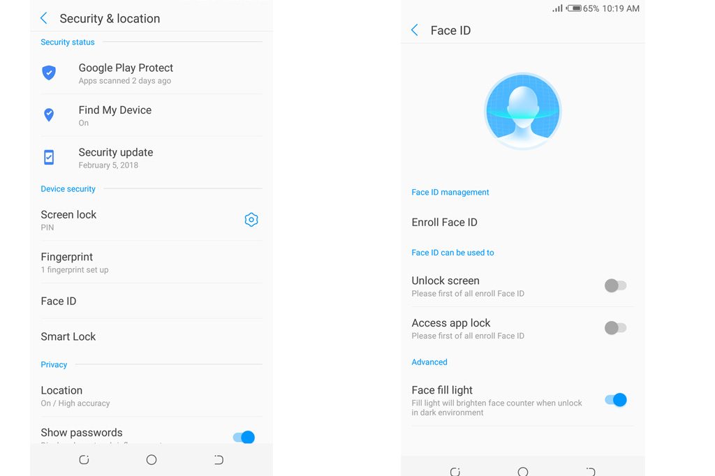 tecno camon x pro face id
