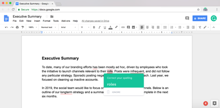 grammarly on google docs