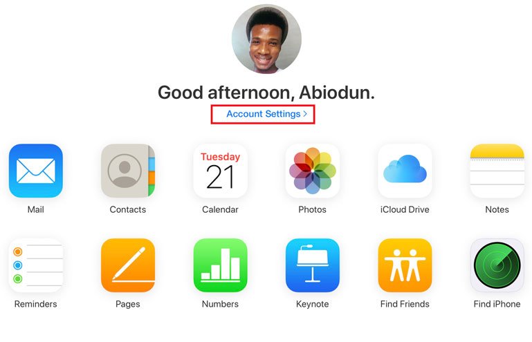Account Settings iCloud
