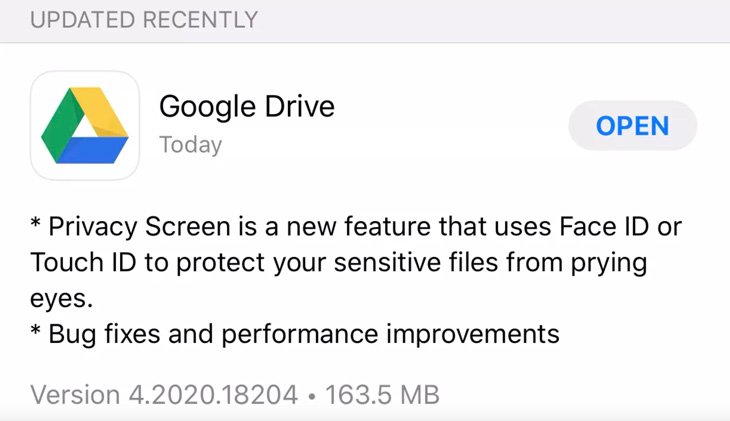 Privacy Screen Update - Google Drive