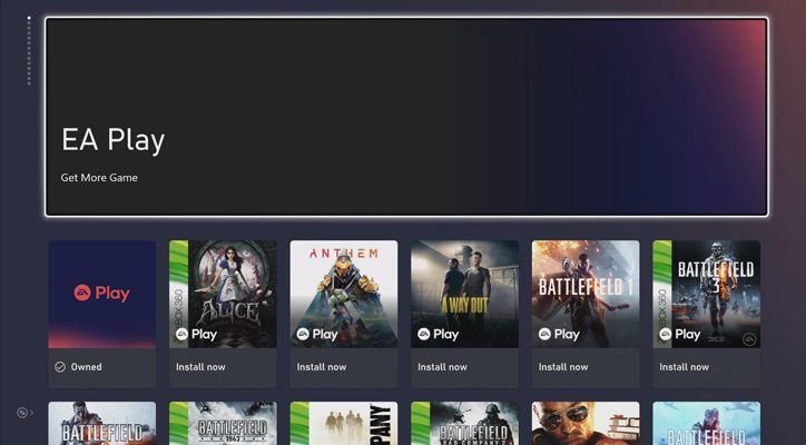 EA Play Games on Xbox Game Pass