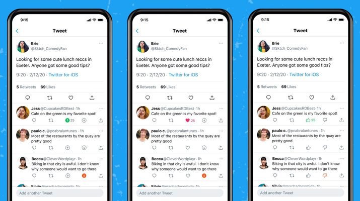 Twitter upvote and downvote replies