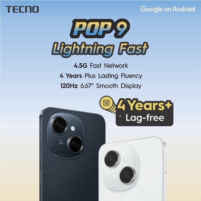tecno tecno pop9 lightning fast