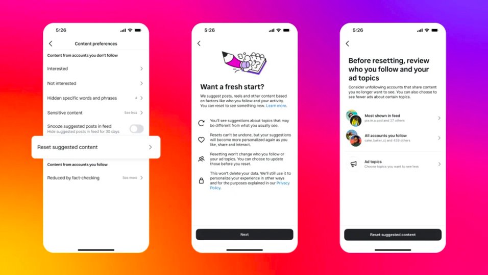 reset instagram recommendations